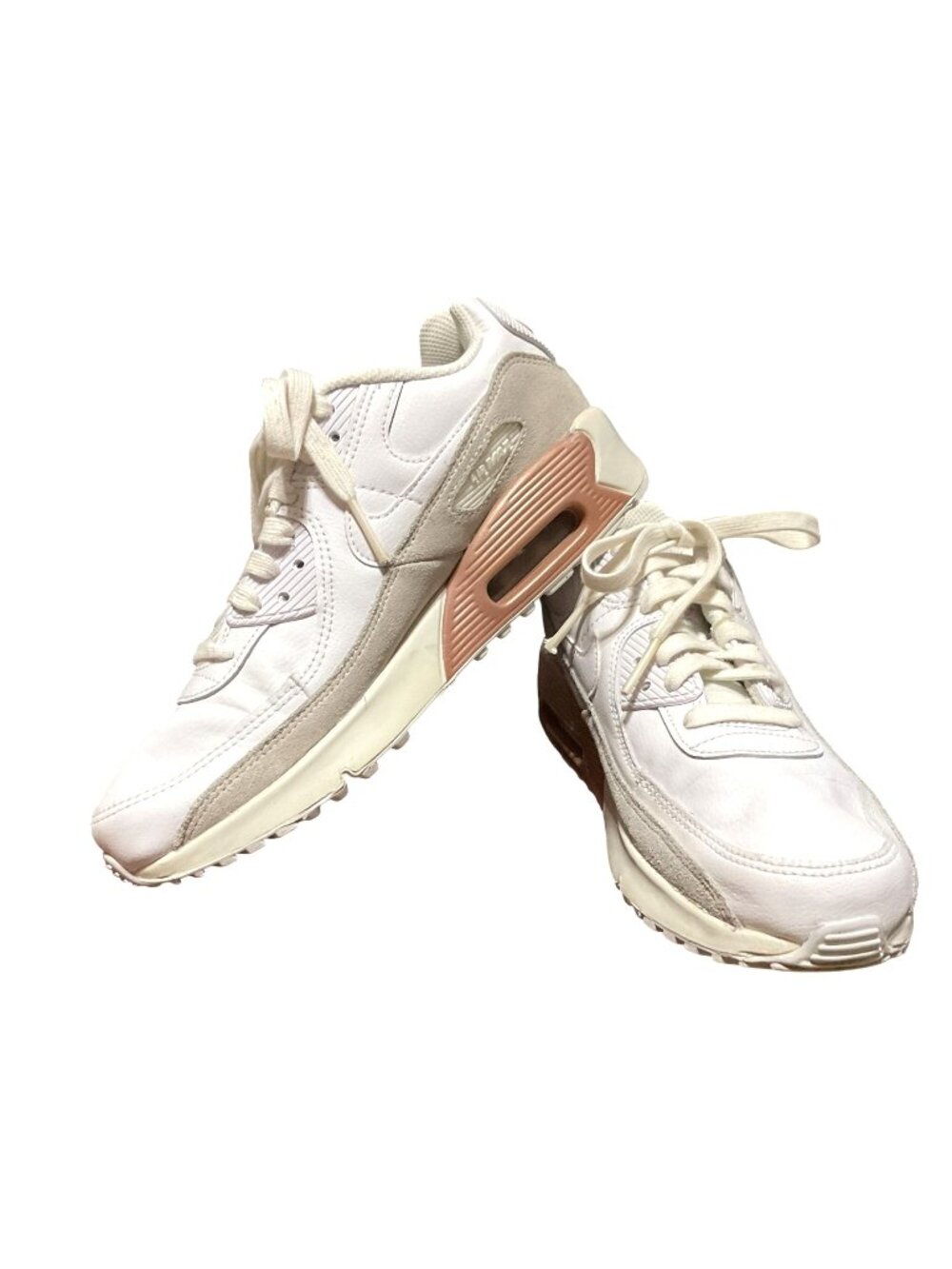 Nike Air Max 90 LTR GS White Rose Gold Beige Size 7 CD6864-117 Athletic Womens